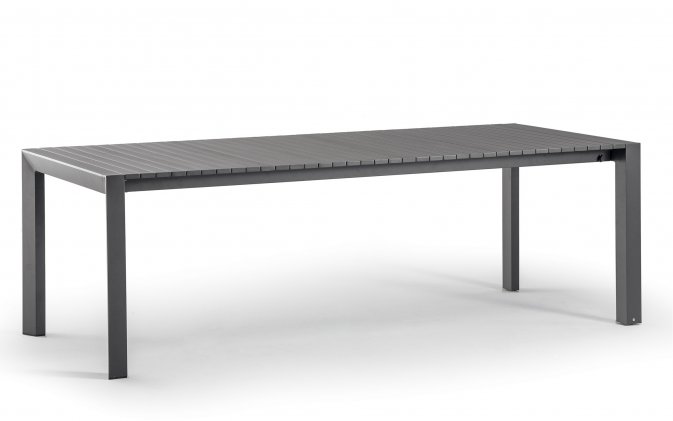 Grafitowy stół ogrodowy STROMBOLI rozkładany aluminiowy z deseczek poprzecznych