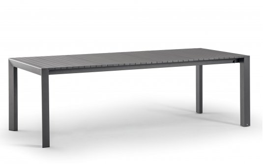 Grafitowy stół ogrodowy STROMBOLI rozkładany aluminiowy z deseczek poprzecznych