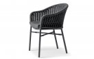 Grafitowe krzesło ogrodowe z piękną plecionką z liny na oparciu z poduszką Olefin LECCE