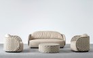 Luksusowy komplet wypoczynkowy ogrodowy MOJO z oplotem z pasów o refinansowych w kolorze taupe