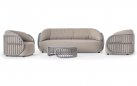 Zestaw ogrodowy wypoczynkowy z sofą trzyosobową u grubymi poduszkami NEST taupe