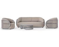 Zestaw ogrodowy wypoczynkowy z sofą trzyosobową u grubymi poduszkami NEST taupe