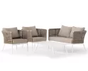 Zestaw ogrodowy wypoczynkowy z sofą dwuosobową 2 fotelami i z pięknym oplotem z liny polipropylenowej CUBE