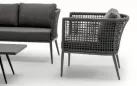 Zestaw ogrodowy wypoczynkowy z sofą dwuosobową 2 fotelami i z pięknym oplotem z liny polipropylenowej CUBE
