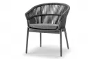 Ciemnoszare krzesło ogrodowe jadalniane aluminiowe z oplotem z liny Tropea