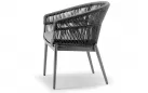 Ciemnoszare krzesło ogrodowe jadalniane aluminiowe z oplotem z liny Tropea