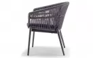 Ciemnoszare krzesło ogrodowe jadalniane aluminiowe z oplotem z liny Tropea