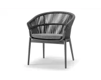 Ciemnoszare krzesło ogrodowe jadalniane aluminiowe z oplotem z liny Tropea