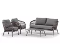 Grafitowo-brązowy zestaw aluminiowy ogrodowe sofą 2,5 os. 2 fotelami stolikiem ELBA