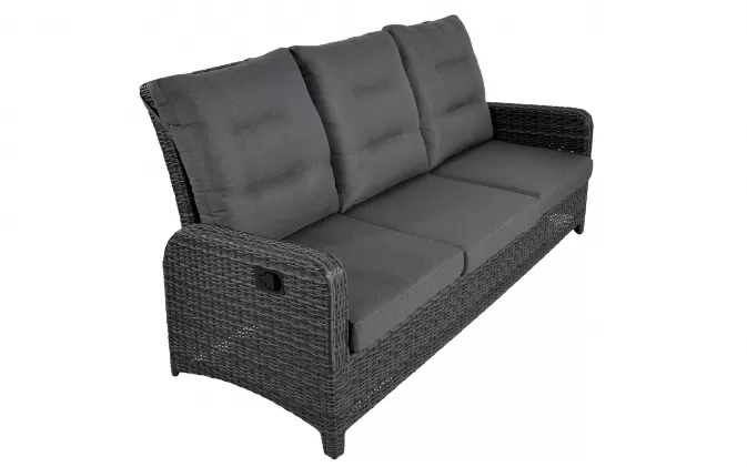 Sofa ogrodowa trzyosobowa z technorattanu z pochylanymi oparciami SOHO