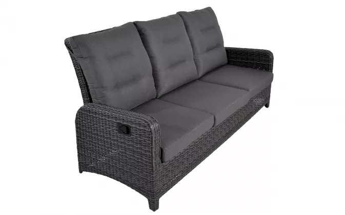 Sofa ogrodowa trzyosobowa z technorattanu z pochylanymi oparciami SOHO