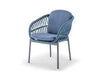 Wygodne krzesło ogrodowe aluminiowe z niebieskiej liny, polipropylenowej elba