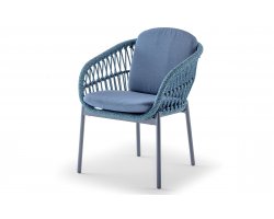 Wygodne krzesło ogrodowe aluminiowe z niebieskiej liny, polipropylenowej elba