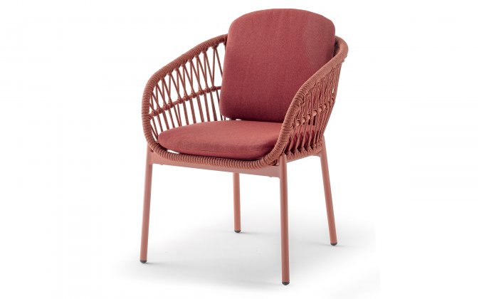 Wygodne krzesło ogrodowe aluminiowe z czerwonej liny, polipropylenowej elba