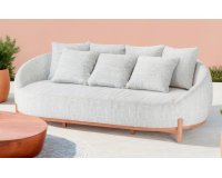 Tapicerowana sofa wypoczynkowy ogrodowa z popielatobeżową tapicerka MOON