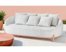 Tapicerowana sofa wypoczynkowy ogrodowa z popielatobeżową tapicerka MOON