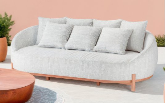 Tapicerowana sofa wypoczynkowy ogrodowa z popielatobeżową tapicerka MOON Tapicerowana sofa wypoczynkowy ogrodowa z popielatobeżową tapicerka MOON