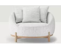 Tapicerowany fotel wypoczynkowy ogrodowy z popielatobeżową tapicerka MOON