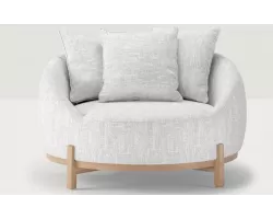 Tapicerowany fotel wypoczynkowy ogrodowy z popielatobeżową tapicerka MOON