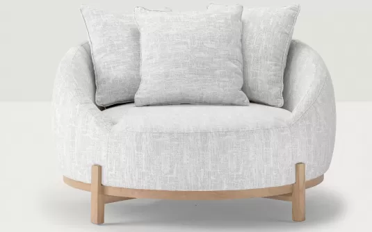 Tapicerowany fotel wypoczynkowy ogrodowy z popielatobeżową tapicerka MOON