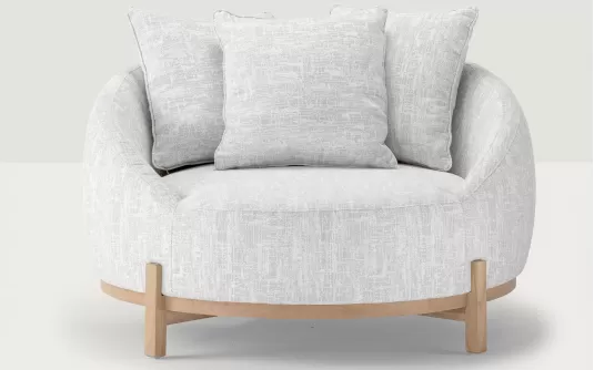 Tapicerowany fotel wypoczynkowy ogrodowy z popielatobeżową tapicerka MOON