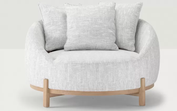 Tapicerowany fotel wypoczynkowy ogrodowy z popielatobeżową tapicerka MOON