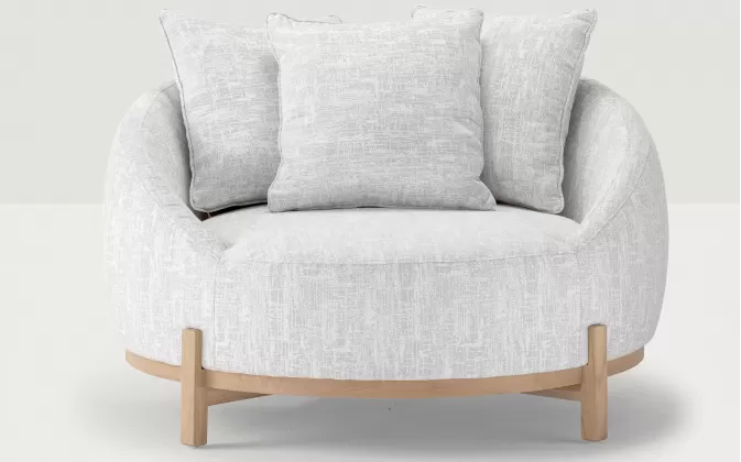 Tapicerowany fotel wypoczynkowy ogrodowy z popielatobeżową tapicerka MOON