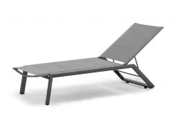 Aluminiowy leżak ogrodowy sztaplowany z siedziskiem z podwójnej teksty liny BAJO grafitowy
