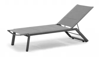 Aluminiowy leżak ogrodowy sztaplowany z siedziskiem z podwójnej teksty liny BAJO grafitowy