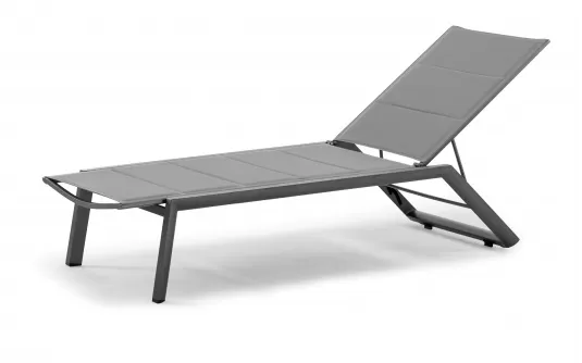 Aluminiowy leżak ogrodowy sztaplowany z siedziskiem z podwójnej teksty liny BAJO grafitowy Aluminiowy leżak ogrodowy sztaplowany z siedziskiem z podwójnej teksty liny BAJO grafitowy