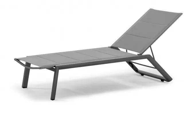Aluminiowy leżak ogrodowy sztaplowany z siedziskiem z podwójnej teksty liny BAJO grafitowy