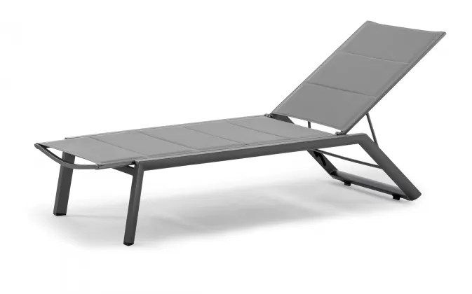 Aluminiowy leżak ogrodowy sztaplowany z siedziskiem z podwójnej teksty liny BAJO grafitowy