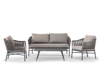 Zestaw wypoczynkowy na taras ogrodowy aluminiowy z sofą dwuosobową fotelami stolikiem Monaco taupe