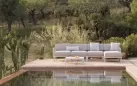 Modułowy nowoczesny narożnik ogrodowy máximo nardi gesso poduszki Perla Sunbrella