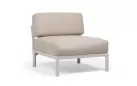 Moduł centralny z kolekcji MAXIMO mebli z polipropylenu nardi kolor gesso poduszka perla sunbrella 