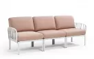 Trzyosobowa sofa ogrodowa komodo kolor biały z poduszkami Olefin