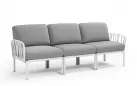 Trzyosobowa sofa ogrodowa komodo kolor biały z poduszkami Olefin
