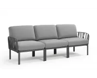Trzyosobowa sofa ogrodowa komodo kolor antracyt z poduszkami Olefin