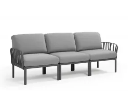 Trzyosobowa sofa ogrodowa komodo kolor antracyt z poduszkami Olefin