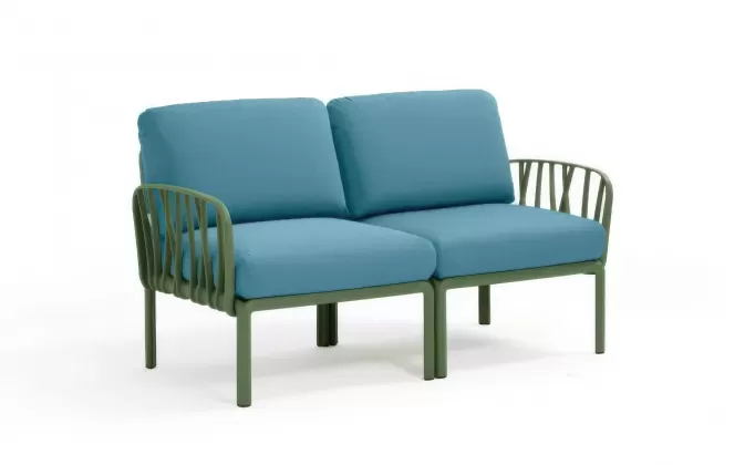 Sofa dwuosobowa modułowa z polipropylenu komodo nardi z poduszkami subrella