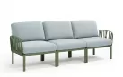 W snie żakiem sofa ogrodowa trzyosobowa modułowa z polipropylenu komodo nardi agave poduszka sunbrella