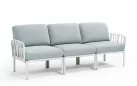 W snie żakiem sofa ogrodowa trzyosobowa modułowa z polipropylenu komodo nardi biały