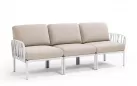 W snie żakiem sofa ogrodowa trzyosobowa modułowa z polipropylenu komodo nardi biały