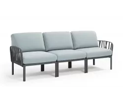 W snie żakiem sofa ogrodowa trzyosobowa modułowa z polipropylenu komodo nardi antracyt poduszka sunbrella