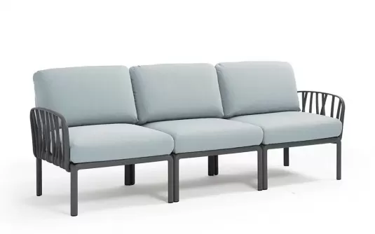 W snie żakiem sofa ogrodowa trzyosobowa modułowa z polipropylenu komodo nardi antracyt poduszka sunbrella