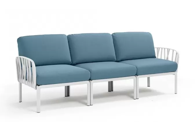 W snie żakiem sofa ogrodowa trzyosobowa modułowa z polipropylenu komodo nardi biały