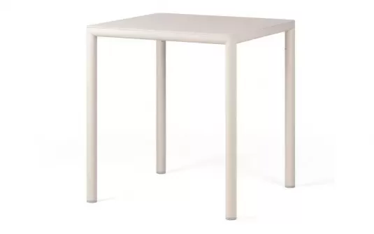 Bezowy stół ogrodowy aluminiowy z blatem hpl 70x70 pijave nardi