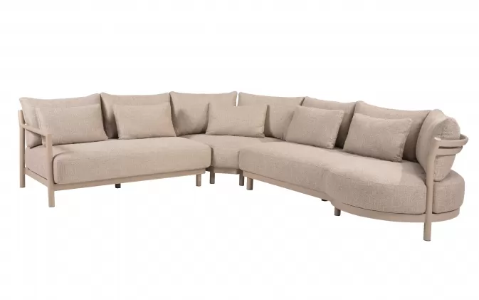 Modułowa sofa ogrodowa narożna beżowa mykonos 4SO