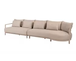 Szeroka sofa ogrodowa modułowa aluminiowa beżowa mykonos 4so