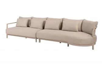 Szeroka sofa ogrodowa modułowa aluminiowa beżowa mykonos 4so